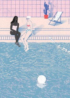 At the pool Poster