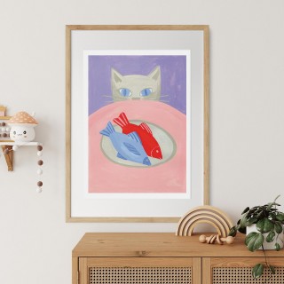 Cat likes fish Poster 2