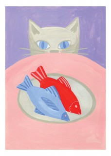 Cat likes fish Poster