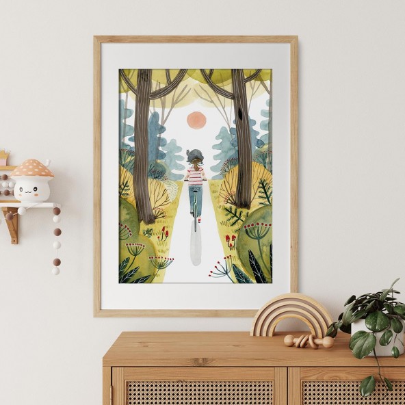 Cycling Through The Forest Poster Cycling Through The Forest Poster