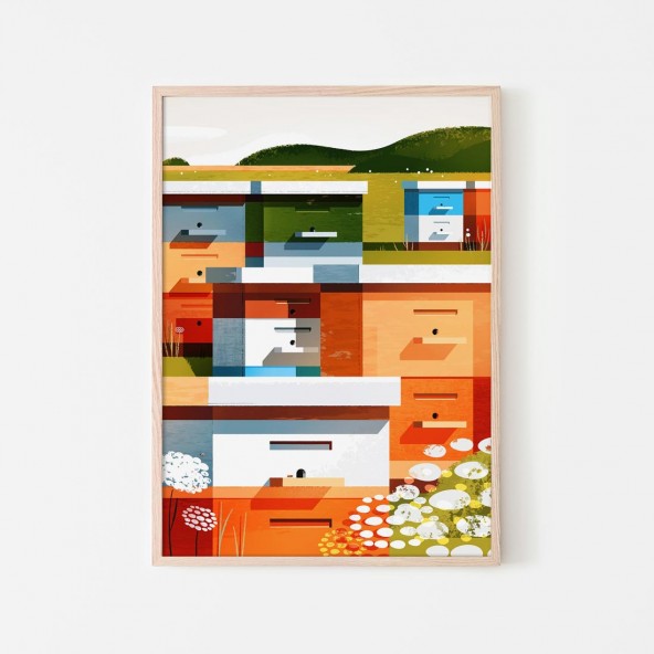 Beehives Composition Poster Beehives Composition Poster