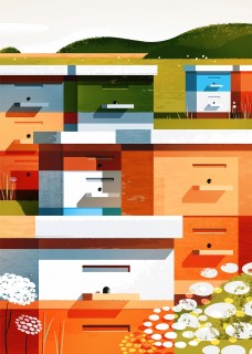 Beehives Composition Poster