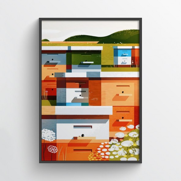 Beehives Composition Poster Beehives Composition Poster