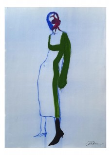 Green Dress Red Face Poster