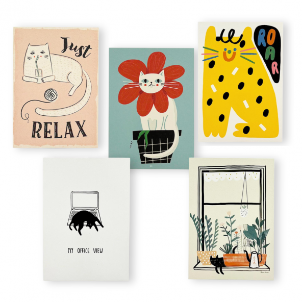 Set of postcards Cat lover