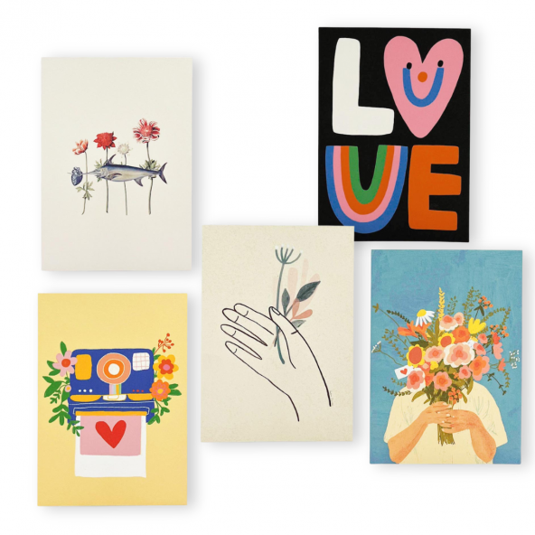 Set of postcards With love