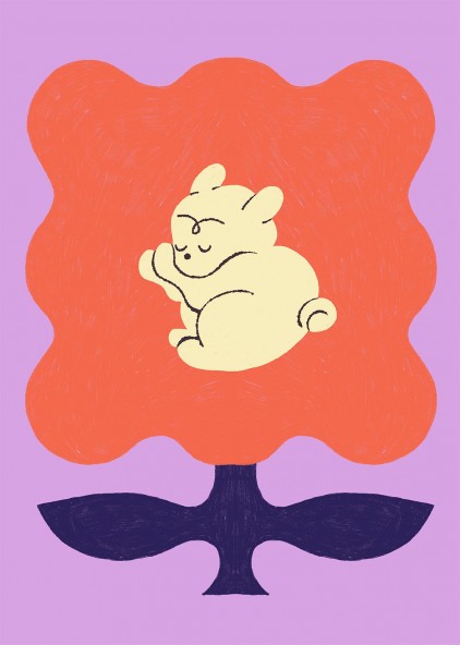Dog in a flower Poster