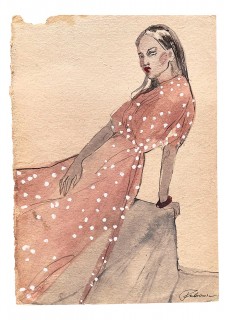 Beige Dot Dress Poster