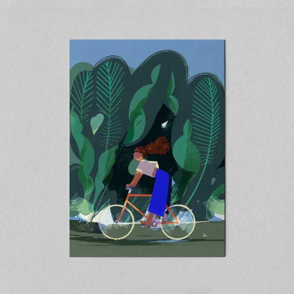 Mini Poster A Cyclist Girl Mini Poster A Cyclist Girl