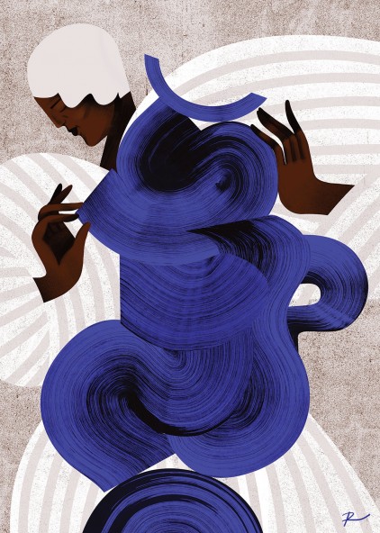 Abstract in Blue Gallery Wall