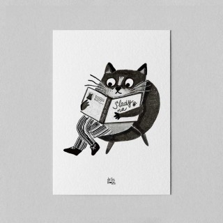 Mini Poster The reading cat