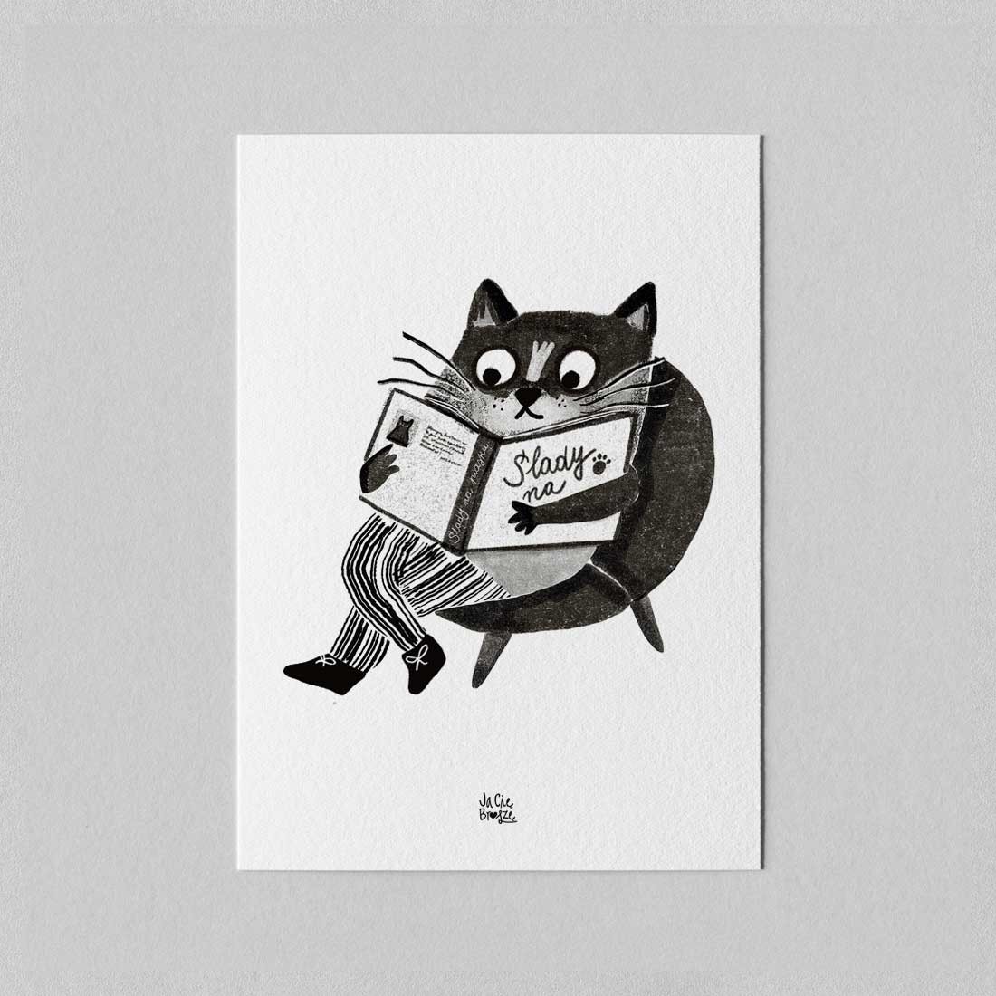 Mini Poster The reading cat Mini Poster The reading cat