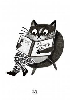 Miniplakat Czytający kot