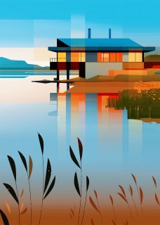 Plakat Lakeside Cabin
