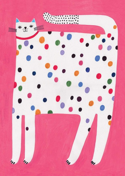 Plakat Kot w kropki