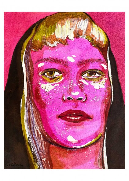 Plakat Portrait in hot pink