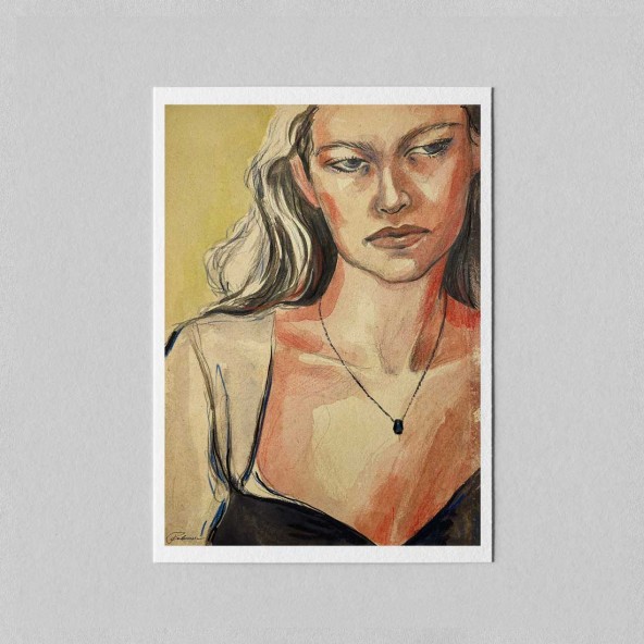 Postcard Portrait with a Necklace