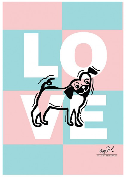 Plakat Mops love Plakat Mops love