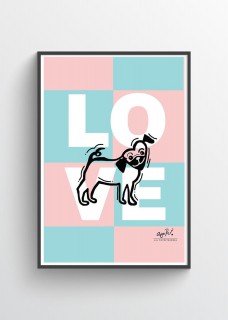Plakat Mops love 2