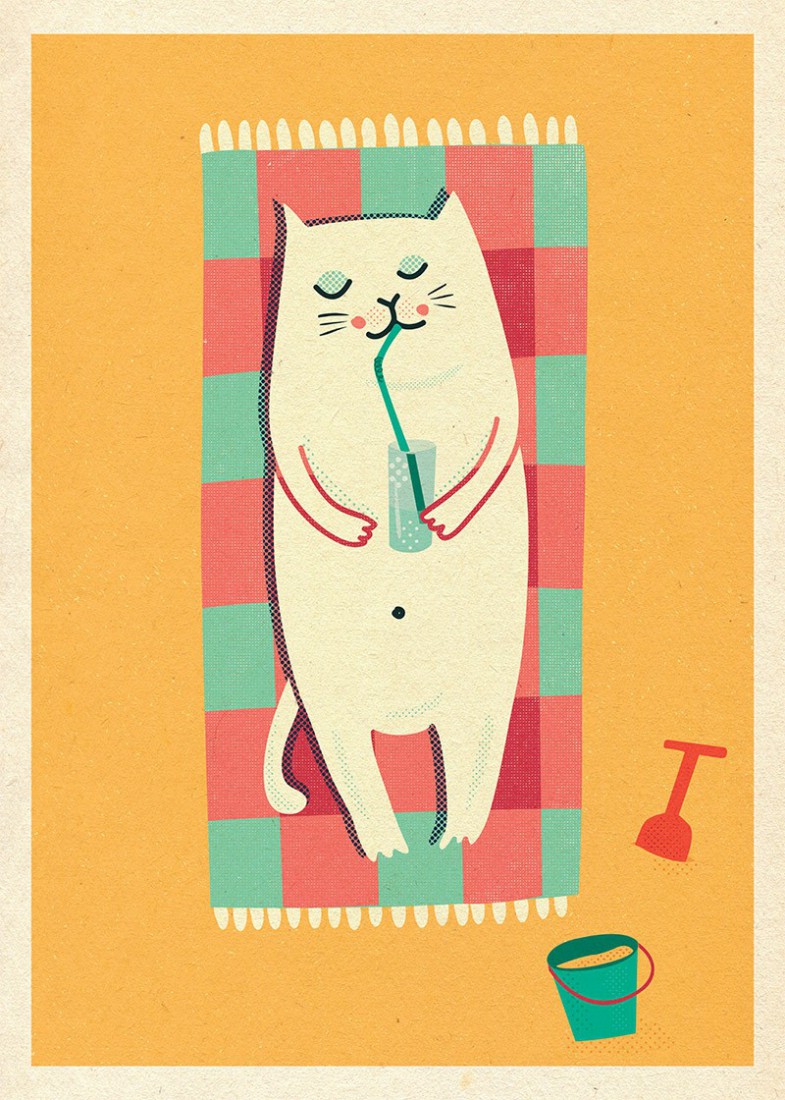 Plakat Kot z wiaderkiem