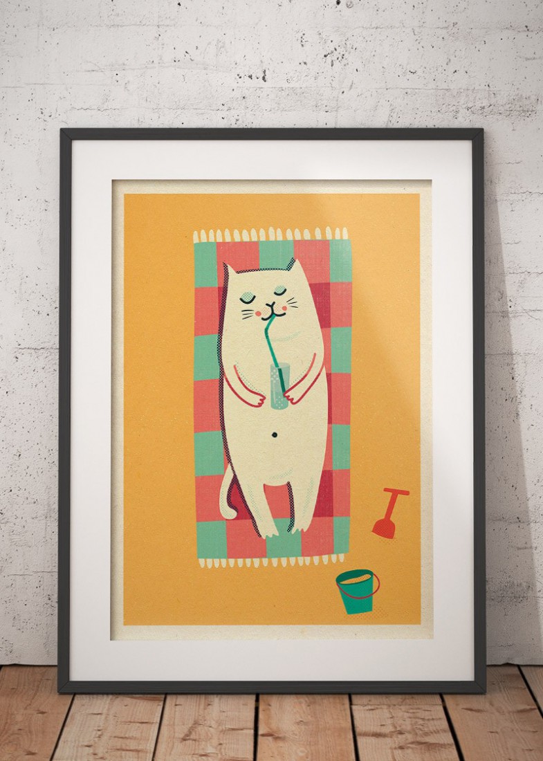 Plakat Kot z wiaderkiem