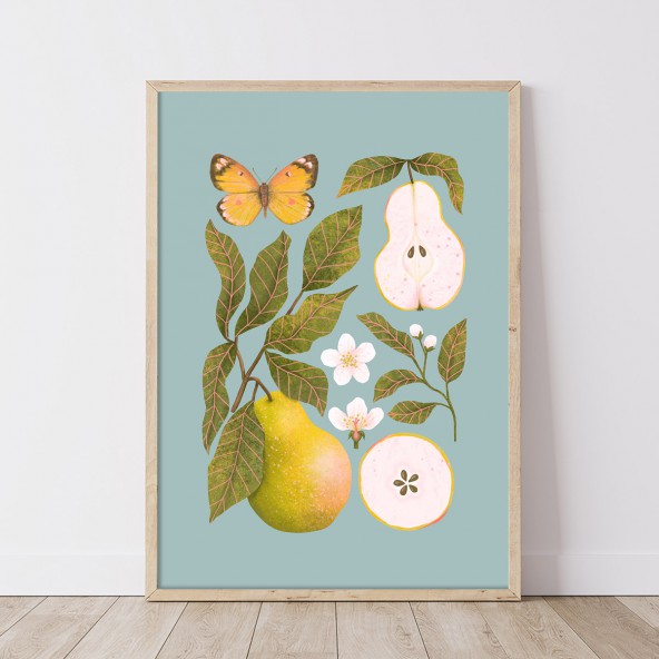 Plakat Gruszki niebieski