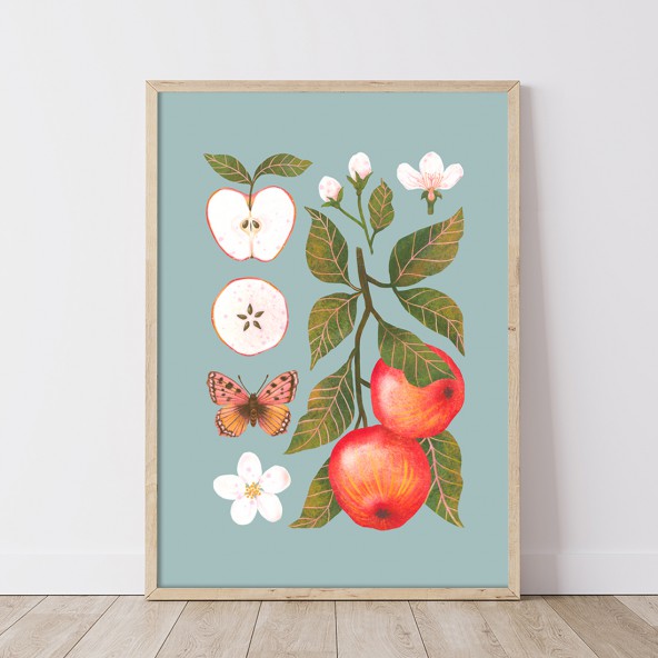 Plakat Jabłka niebieski Plakat Jabłka niebieski