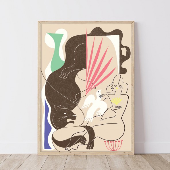 Woman And Cat Poster Woman And Cat Poster