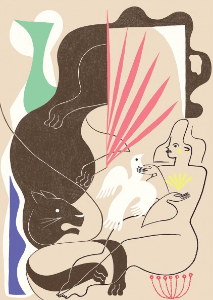 Plakat Kobieta i kot Plakat Kobieta i kot