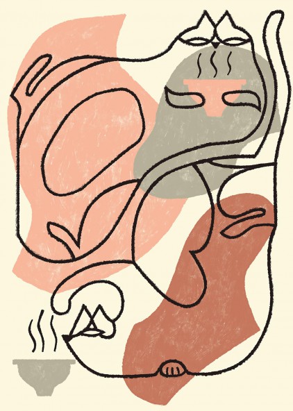 Plakat Koty z miskami