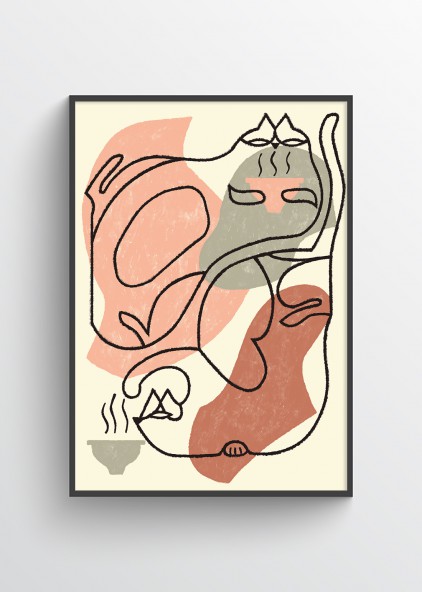 Plakat Koty z miskami