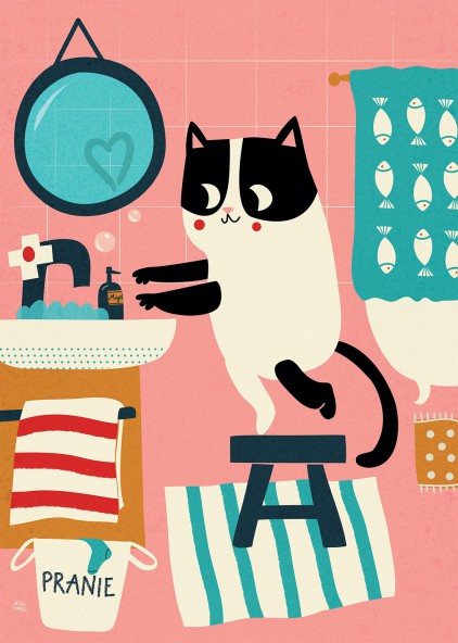 Plakat Kot w łazience Plakat Kot w łazience