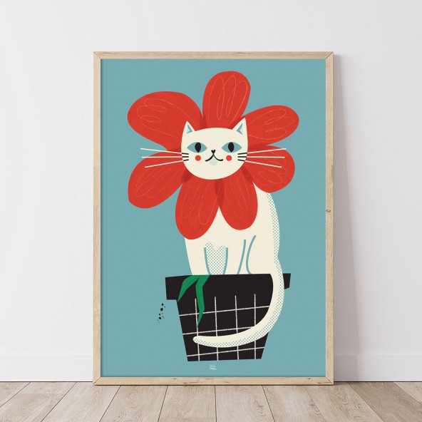 Cat Flower Poster Cat Flower Poster