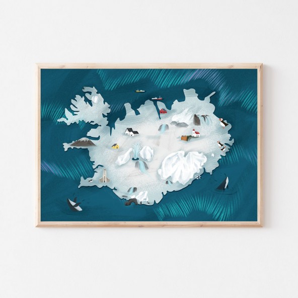 Plakat Mapa Islandii Plakat Mapa Islandii